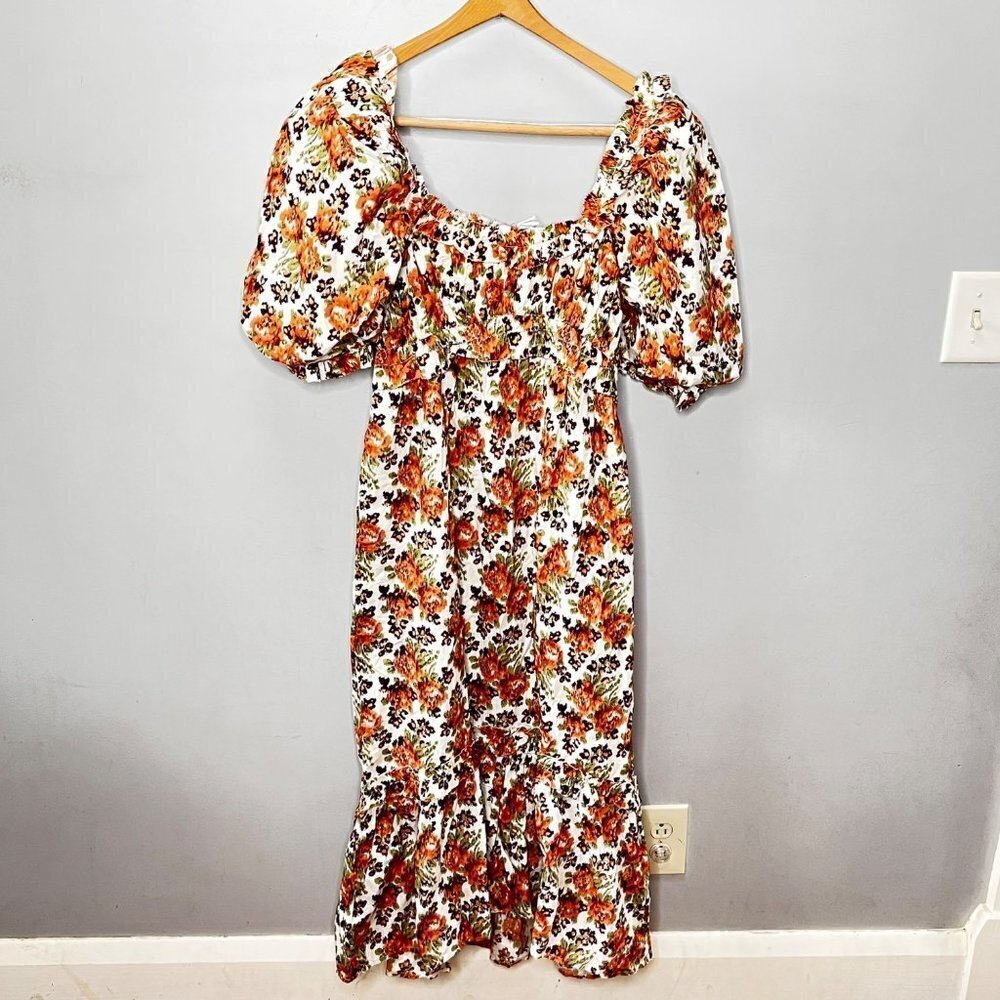 Anthropologie Love The Label Floral Puff Sleeve Maxi Dress- Size XS - NEW with T